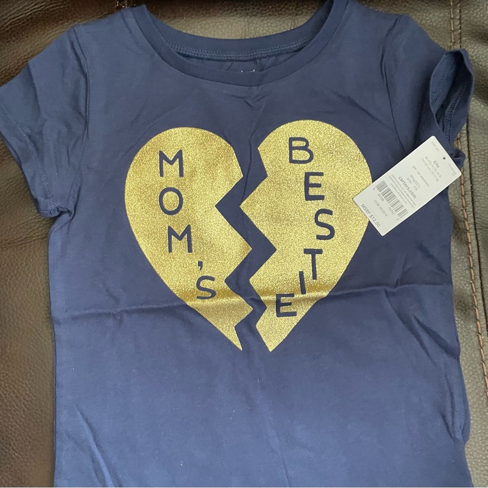 Carter's Navy Blue T-Shirt with Gold Heart Design